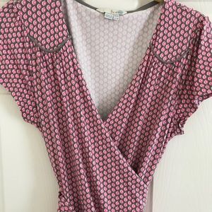 EUC Boden Wrap Dress Pink & Gray Print 8 R 8R